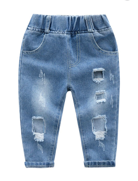 Little kids blue ripped denim jeans