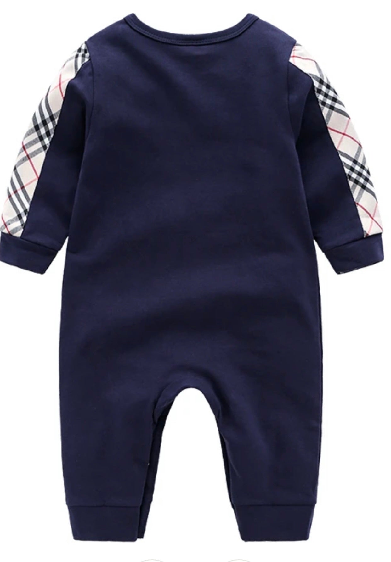 Plaid long sleeve jump suit