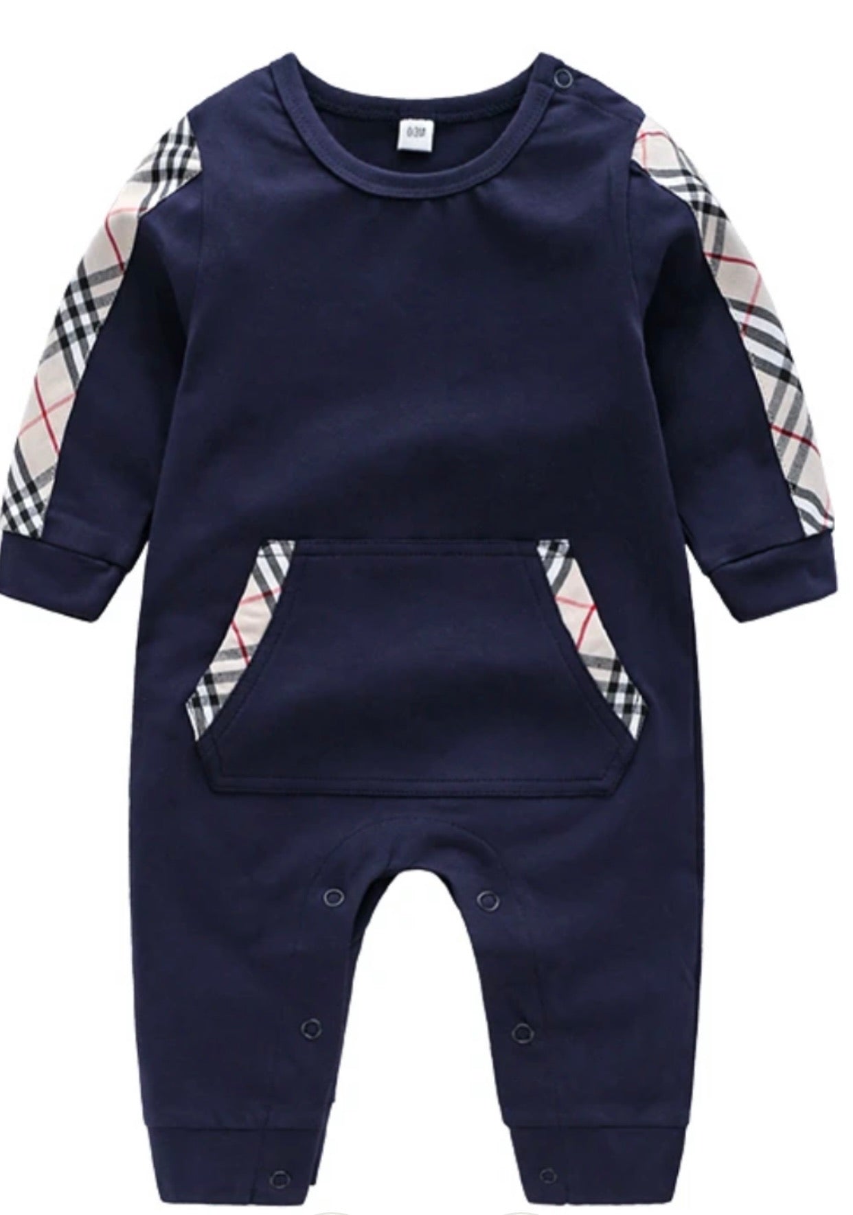 Plaid long sleeve jump suit