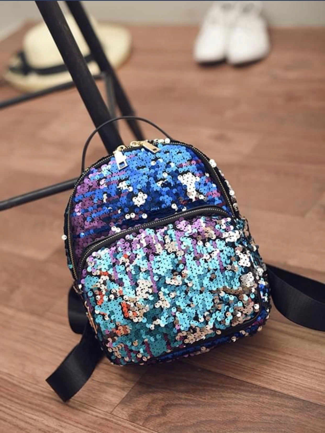 Multi color sequins small back pack