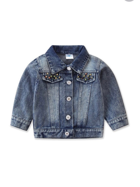 Girl Jean Love heart sequins Denim jacket