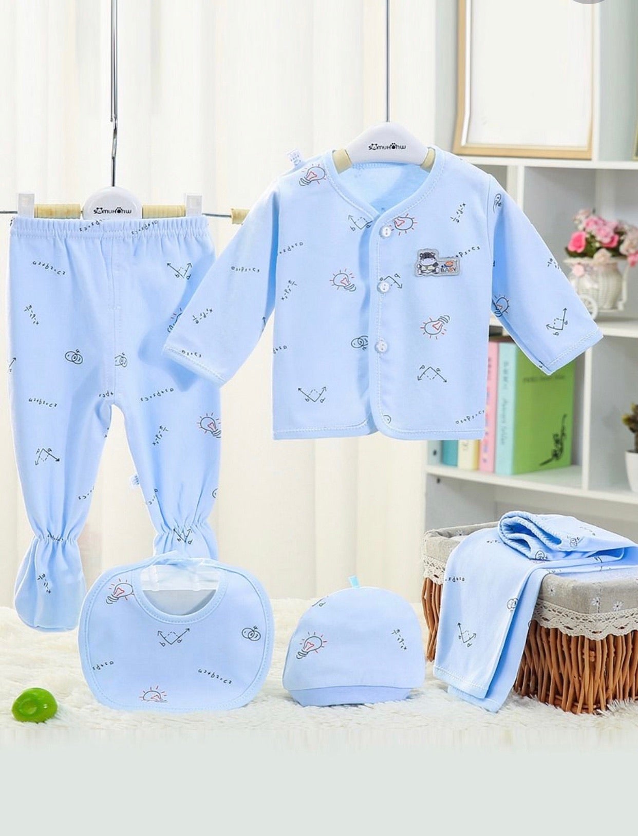 5 piece blue newborn set